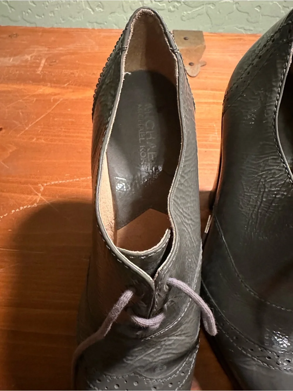 Michael Kors Gray Lace-Up High Heel Oxford
